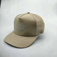 Casquette de golf structurée à 5 panneaux brodée sur mesure, perforée au laser, avec visière incurvée en nylon, pour sports de plein air – Vente en gros