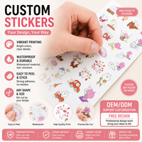 Autocollants en vinyle mat brillant écologiques personnalisés, imperméables, découpés à la forme, étiquettes de logo de dessins animés, autocollants adhésifs pour enfants