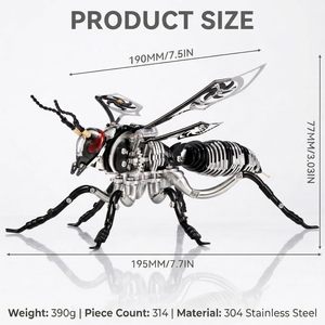 Sammelbares 3D-Metallpuzzle Schwarze Biene, Premium Edelstahl Mechanisches Insekten-DIY-Montage-Set, Fortgeschrittenes Erwachsenenspielzeug (Schwarz) - Product Image 1