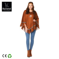 Poncho de cow-boy indien pour femme avec franges, robe hippie traditionnelle et haut en daim pour adulte