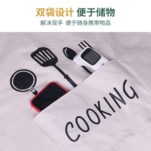 Cooking Apron Black Green <b>PVC</b> Waterproof Oil Proof With Cutlery Design <b>Plus</b> <b>Size</b> Daily Use - Product Image 2