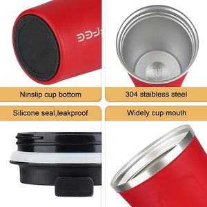 12 oz Travel Coffee Mug Insulated <b>Reusable</b> Coffee <b>Cups</b> with Leakproof Lid Stainless Steel Portable Tumbler for Hot&Ice Milk Tea - Product Image 4