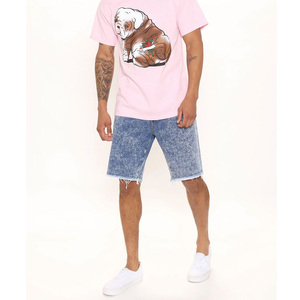 กางเกงขาสั้นออกกำลังกายฤดูร้อนคุณภาพสูงสำหรับผู้ชาย ผ้าฝ้าย 100% ระบายอากาศได้ดี สไตล์ดิสเทรส รับทำโลโก้ตามสั่ง - Product Image 1