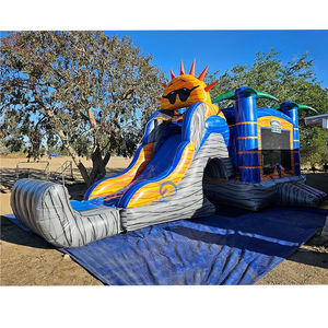 Maison gonflable à thème de jardin d'été Château gonflable avec toboggan pour fête de location, y compris souffleur - Product Image 3