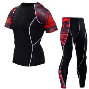 Ensemble de vêtements de sport pour hommes, pantalon court à séchage rapide pour entraînement Crossfit, leggings de compression, t-shirts de gym, vente en gros - Product Image 2