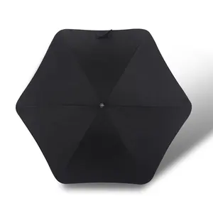 新款设计师六角形黑色直筒广告伞手动开口直柄伞