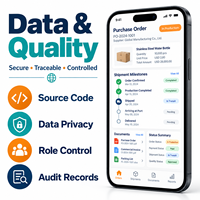 Développement d'applications de gestion des commandes internationales fiables pour iOS et Android avec devis et commandes d'achat LionCreate
