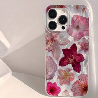 Funda Protectora para Teléfono Móvil con Estampado de Flores Rojas Grandes y Dulces, Diseño de Seda Plateada para iPhone 8 X Xr Xs Max 11 12 13 14 15 16 17 Air