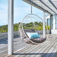Mobilier de jardin extérieur à siège unique en rotin balançoires de patio chaise œuf suspendue avec support