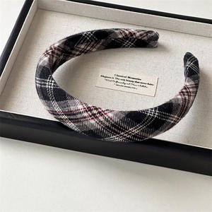 ربطة شعر نسائية جديدة بتصميم حلو، إكسسوار للشعر على طراز الكلية، عصابة رأس واسعة بنقشة مربعات - Product Image 4