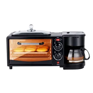 Hot Selling 3 In, 1 Thuis Ontbijt Machine Koffiezetapparaat Elektrische Oven Broodrooster Grill Pan Brood Broodrooster/