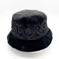 Chapeau de seau d'hiver moelleux Broderie personnalisée Logo Boonie Chapeaux à large bord Casquettes unisexes Chapeau de seau chaud en fausse fourrure