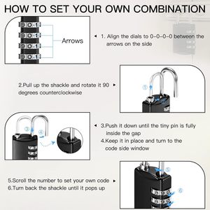 Cadenas à combinaison à 4 chiffres, étanche, pour extérieur, bagages, casier de gym, boîte à outils, valise, serrure pour employé - Product Image 4