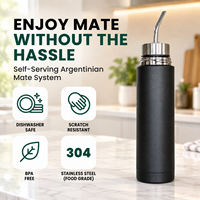 Thermos de voyage multifonctionnel 3-en-1 pour thé maté brésilien avec paille filtrante et couvercle – Cadeau d'affaires