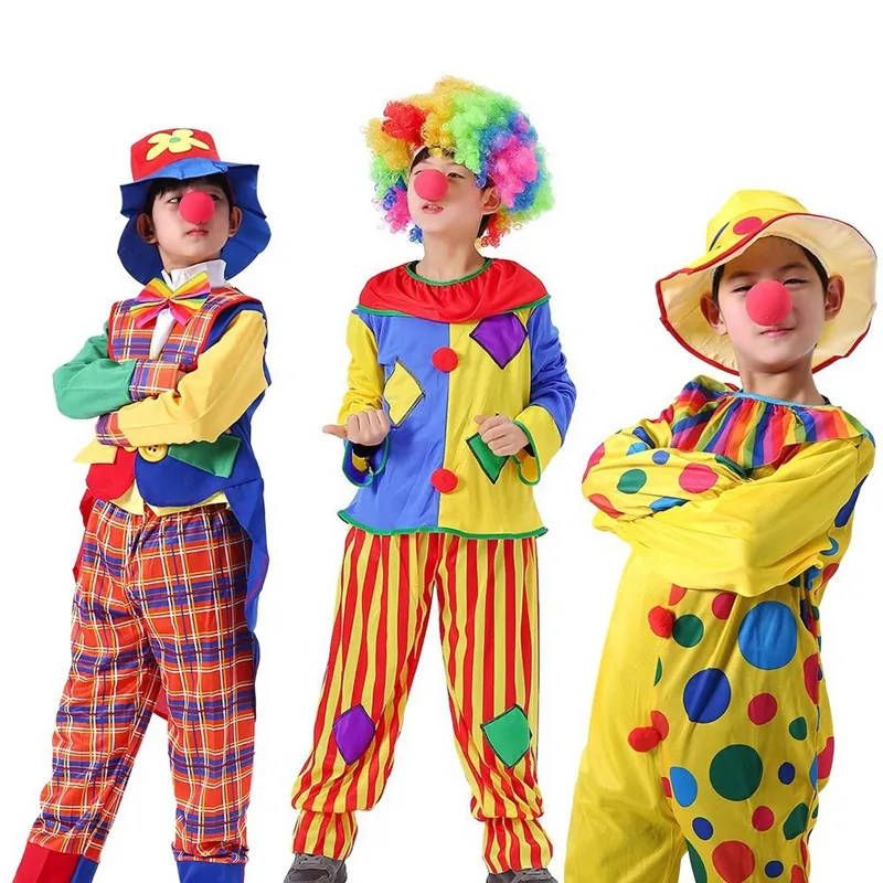 Halloween Cosplay Circus Funny Clown Costume Clothes Carnival Party Fancy Dress Clown Costume For Kids