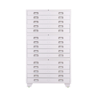 Grande commode de rangement en acier inoxydable, meuble à tiroirs plats, design d'architecture, carte, rangement