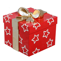 Boîte cadeau de Noël en fibre de verre, décoration de Noël, statue de boîte cadeau de Noël grandeur nature en résine, présentoir de magasin, pièce maîtresse d'entrée