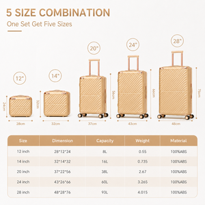 Servicio OEM, Maleta de Viaje Profesional Resistente y Ligera de ABS con Ruedas Dobles Giratorias, Tamaño Personalizado - Product Image 5
