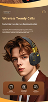Casque sans fil rétro classique en métal BT5.4 avec transducteur dynamique, audio HiFi, sans latence, pour le gaming, design pliable, audiophile, pour téléphone portable