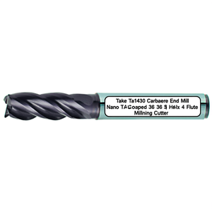 Fresa de carburo Ttake Ta1430 con recubrimiento Nano TiAlN, helicoidal de 36-38 grados y 4 filos - Product Image 2