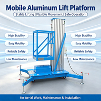 Plateforme élévatrice mobile hydraulique électrique YNFFT 10 mètres 150 kg, petite plateforme élévatrice à mât unique pour extérieur, en alliage d'aluminium