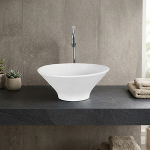 Lavabo sur colonne en céramique carrée effet marbre de haute qualité, design moderne, prix abordable, exportation depuis l'Inde - Product Image 3