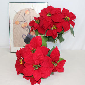 M655 كبير اصطناعي أحمر زهرة البونسيتة زهرة اليدوية ازهر بوش بخاخ للعطلات الموسمية العودة للمدرسة السنة الصينية الجديدة - Product Image 2