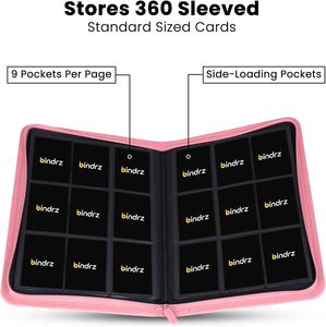 9 túi dây kéo Chất kết dính 360 tay giao dịch thẻ màu hồng lưu trữ an toàn vật liệu tương thích TCG thể thao sưu tầm bên nộp hồ sơ - Product Image 5