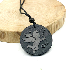 35-40mm Minéraux Shungite Pendentif Rond Énergie Shungite Orgone Collier Fait À <span class=keywords><strong>La</strong></span> Main Pendentif Énergie Scalaire - Product Image 2