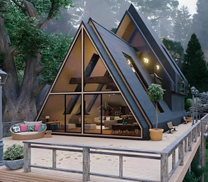 Роскошная вилла дом деревенский дизайн водонепроницаемый прочный сборный стальной конструкции Треугольник кабина - Product Image 6