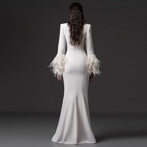 <span class=keywords><strong>Robe</strong></span> longue maxi ajustée pour femme, ornée <span class=keywords><strong>de</strong></span> plumes et <span class=keywords><strong>de</strong></span> perles lourdes, nouvelle collection 2026, sept couleurs - Product Image 2
