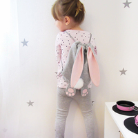 Sac à dos professionnel personnalisé en peluche avec cordon de serrage, oreilles de lapin mignonnes, queue de lapin, pour enfants, cadeau d'anniversaire ou de Pâques pour tout-petits, organisateur