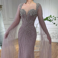 Robe de soirée de luxe Serene Hill LA72575D ornée de perles avec manches cape, collection 2026, haute couture, robe de soirée de célébrité pour femme