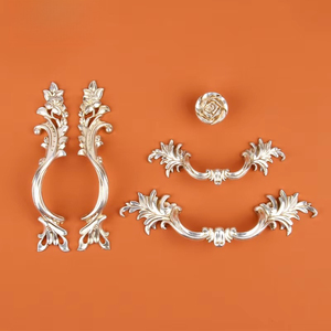 Manijas dobles para puertas de gabinetes, tiradores de puerta de armario tallados, imitación de pomos de puerta, placas de herrajes de palanca mecánica simétricas - Product Image 2