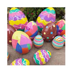Huevos de Pascua Grandes y Coloridos de Fibra de Vidrio Ecológicos, Diseño Art Deco, Hechos a Mano, Duraderos para Decoración de Jardín al Aire Libre, Recubiertos con Resina - Product Image 1