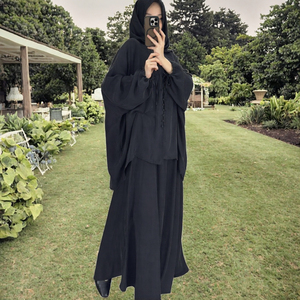 femmes musulmanes adultes haut chemisier jupe ensemble simple boutonnage <span class=keywords><strong>maroc</strong></span> jupes longues arabe Ramadan Abaya - Product Image 2