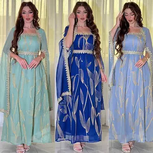 AB339 Abaya Muslim bordir Oman Dubai baju wanita Asia Tenggara Indonesia