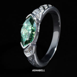 호루스의 절묘한 패션 눈 1 <span class=keywords><strong>CT</strong></span> 말 눈 그린 모이사나이트 반지 S925 스털링 실버 커플 다이아몬드 반지 - Product Image 1