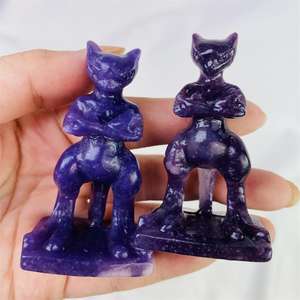 Venta al por mayor de cristal de lepidolita natural de alta calidad animales de dibujos animados tallado Reiki cristal púrpura pokeman para regalos Decoración - Product Image 3