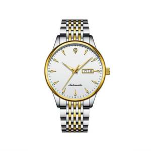 Montre mécanique en or Moissanite en gros, montres automatiques lumineuses pour hommes, montre-bracelet de luxe à double date, étanche - Product Image 6