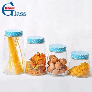 Lucid Glas Keuken Voedsel Candy Pasta Opslag Pot Set Met Tin Deksel