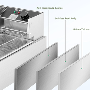 Electric Immersion Deep Fryer Triple Removable Basket Stainless Steel Adjustable <b>Thermostat</b> <b>Control</b> 5.5L Capacity Class Energy - Product Image 4