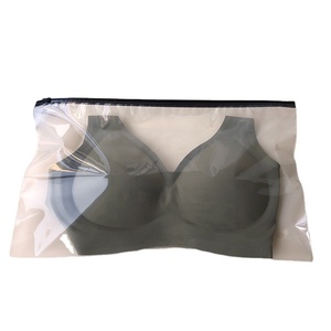 PE transparent bra zipper bag eva self sealing bag frosted underwear clothing towel plastic packaging bag