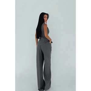 Conjunto de Traje Elegante Gris para Mujer, Trajes de Madera para Mujer - Product Image 1