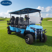 Voiture de golf électrique multifonctionnelle bleue 8 places 4x4 avec batterie sans entretien pour hôtel de villégiature
