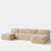 Sageliving Ensemble de canapé modulaire moderne en forme de U en peau de mouton velours personnalisé de luxe Design européen inclinable pour le salon de l'hôtel