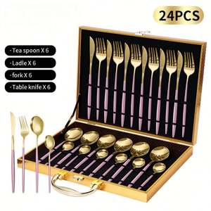 Juego <span class=keywords><strong>de</strong></span> Cubiertos <span class=keywords><strong>de</strong></span> Acero Inoxidable, <span class=keywords><strong>Portugal</strong></span>, Juego <span class=keywords><strong>de</strong></span> 24 Piezas, Juego <span class=keywords><strong>de</strong></span> Cubiertos para el Hogar en Caja <span class=keywords><strong>de</strong></span> Regalo - Product Image 6