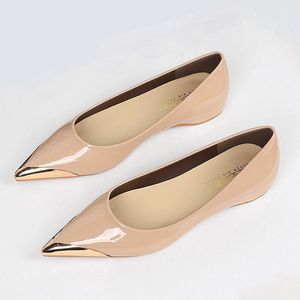 Zapatos de Tacón Bajo con Punta Metálica Brillante para Mujer, Zapatos Planos de Charol, Sandalias de Vestir para Oficina, Zapatos de Tacón para Dama - Product Image 4