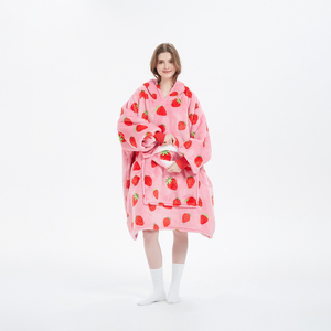 <span class=keywords><strong>Felpa</strong></span> <span class=keywords><strong>Coperta</strong></span> con Cappuccio Oversize in Sherpa, Plaid Indossabile Morbido in <span class=keywords><strong>Pile</strong></span> con Tasca per Adulti - Product Image 2