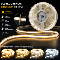 Bande lumineuse LED COB flexible à découpe libre 528 LED, température de couleur multiple, 24 V, longue durée de vie, lampe linéaire pour applications commerciales et d'ingénierie